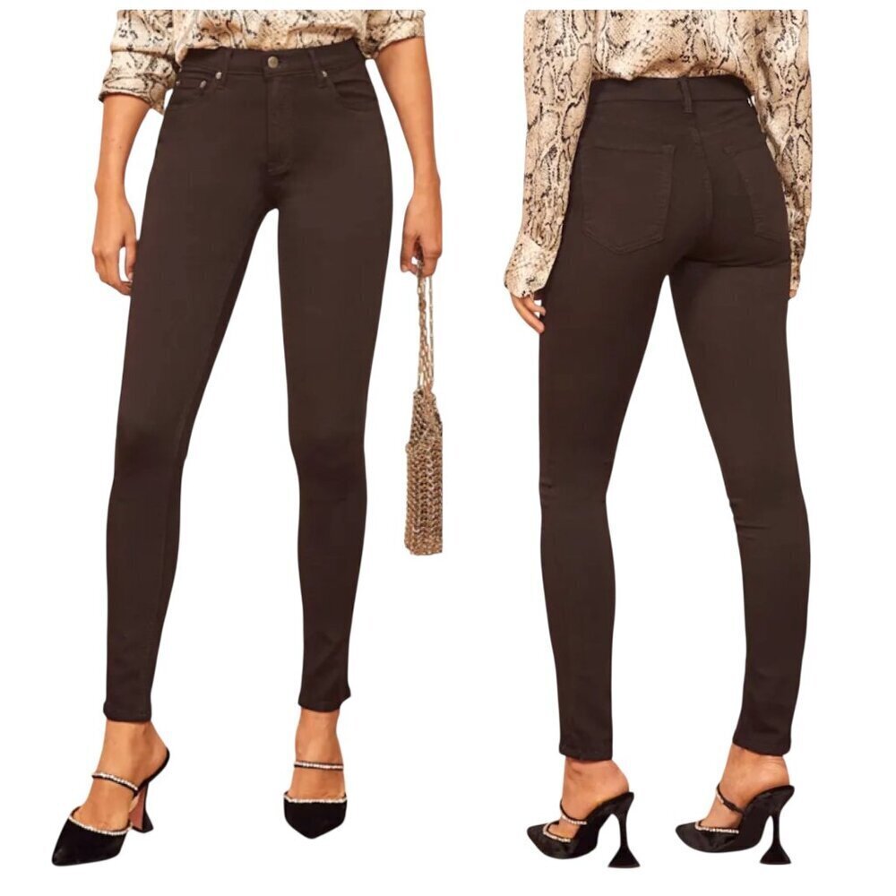 Reformation Harper Mid Rise Skinny Jeans Black Size 23 NWT